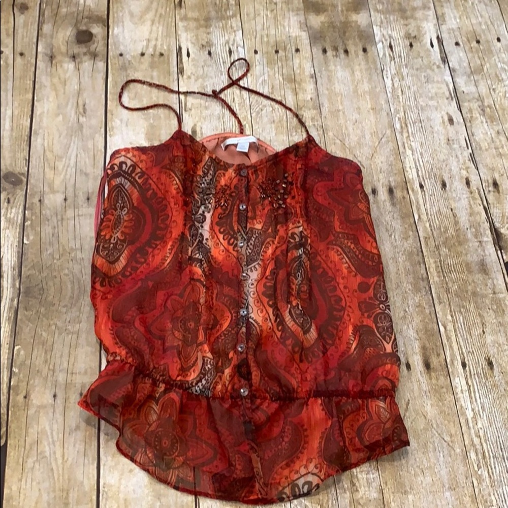 Orange tie dye dressy tank top